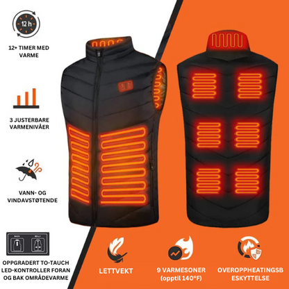 WarmerPro | 2024 To-Touch 15 Varmeinnstillinger LED-kontroller Oppvarmet Vest