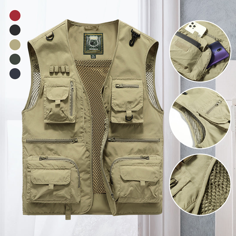 Anton | Cargo-vest i mesh med lommer